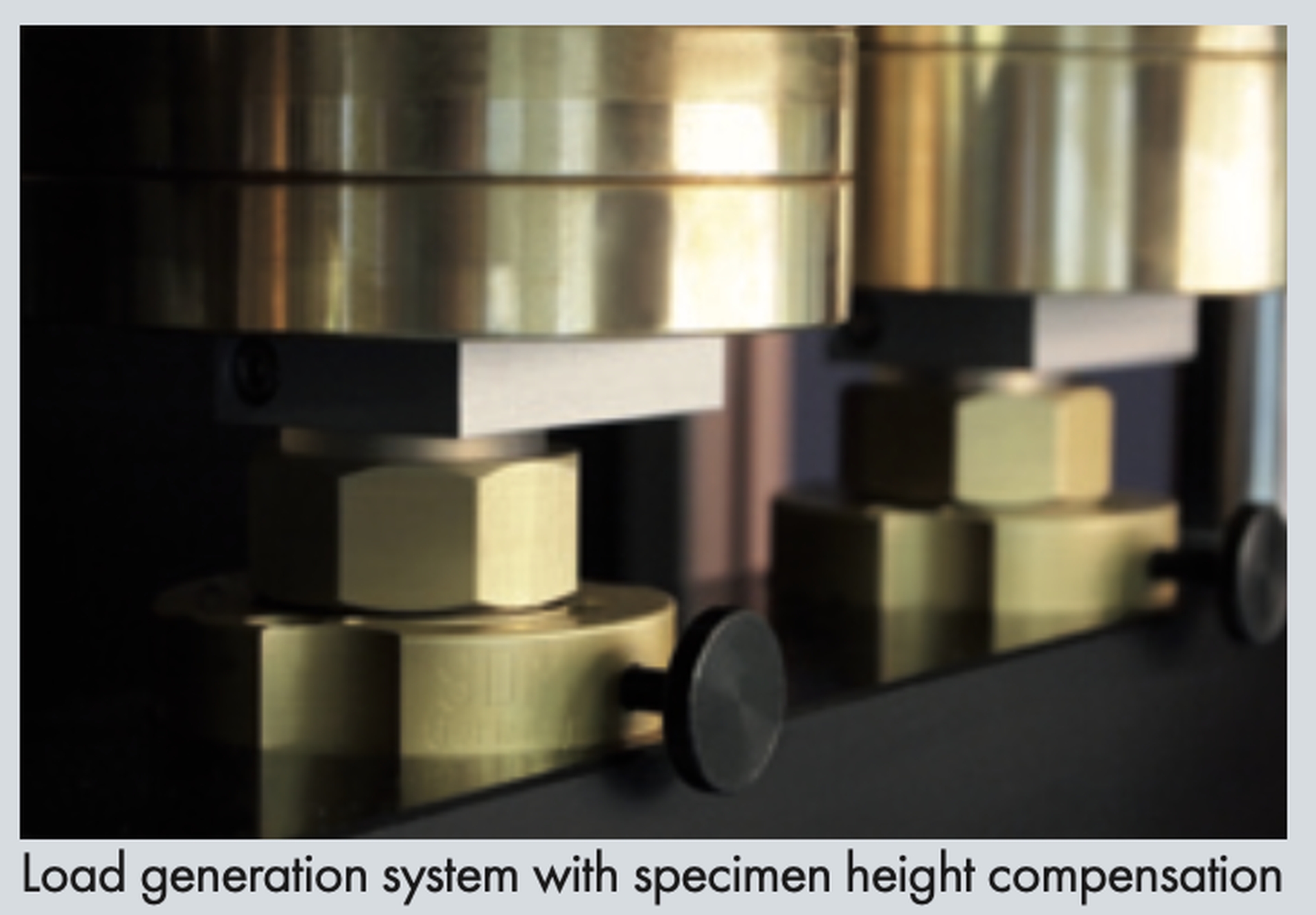 Load generation system with automatic specimen height compensation in the chewing simulator.