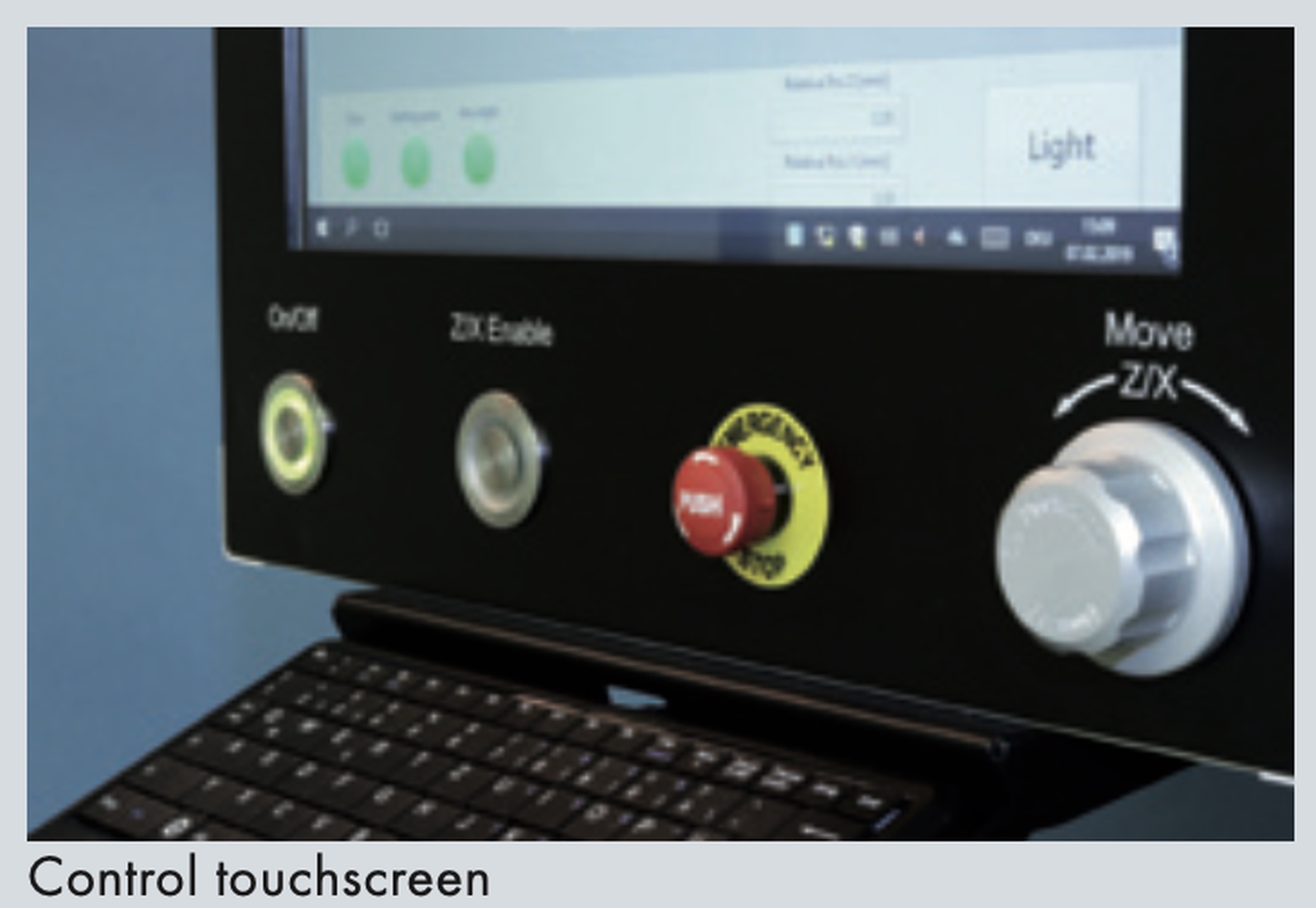 Control touchscreen interface of the SD Mechatronik Chewing Simulator for intuitive operation.