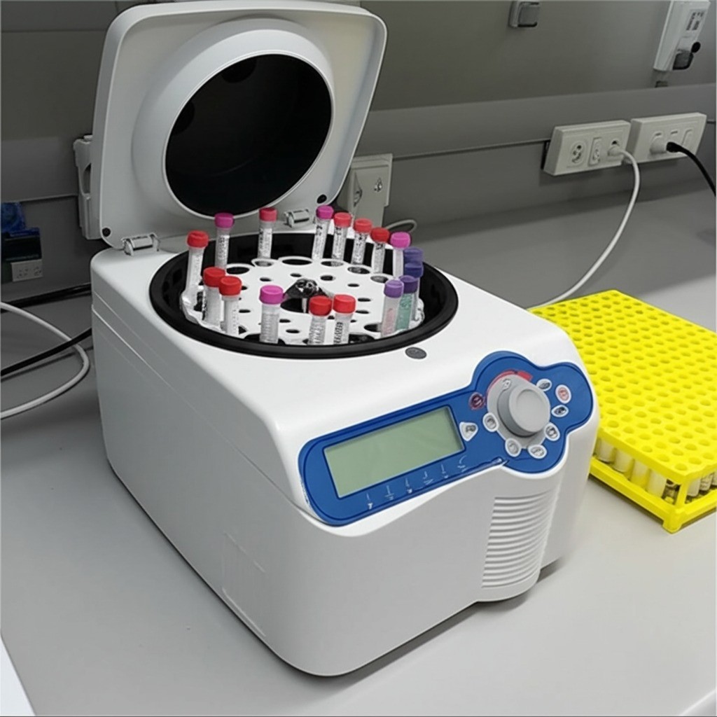 Witeg CF15000R centrifuge running temperature-sensitive samples in a molecular biology lab.