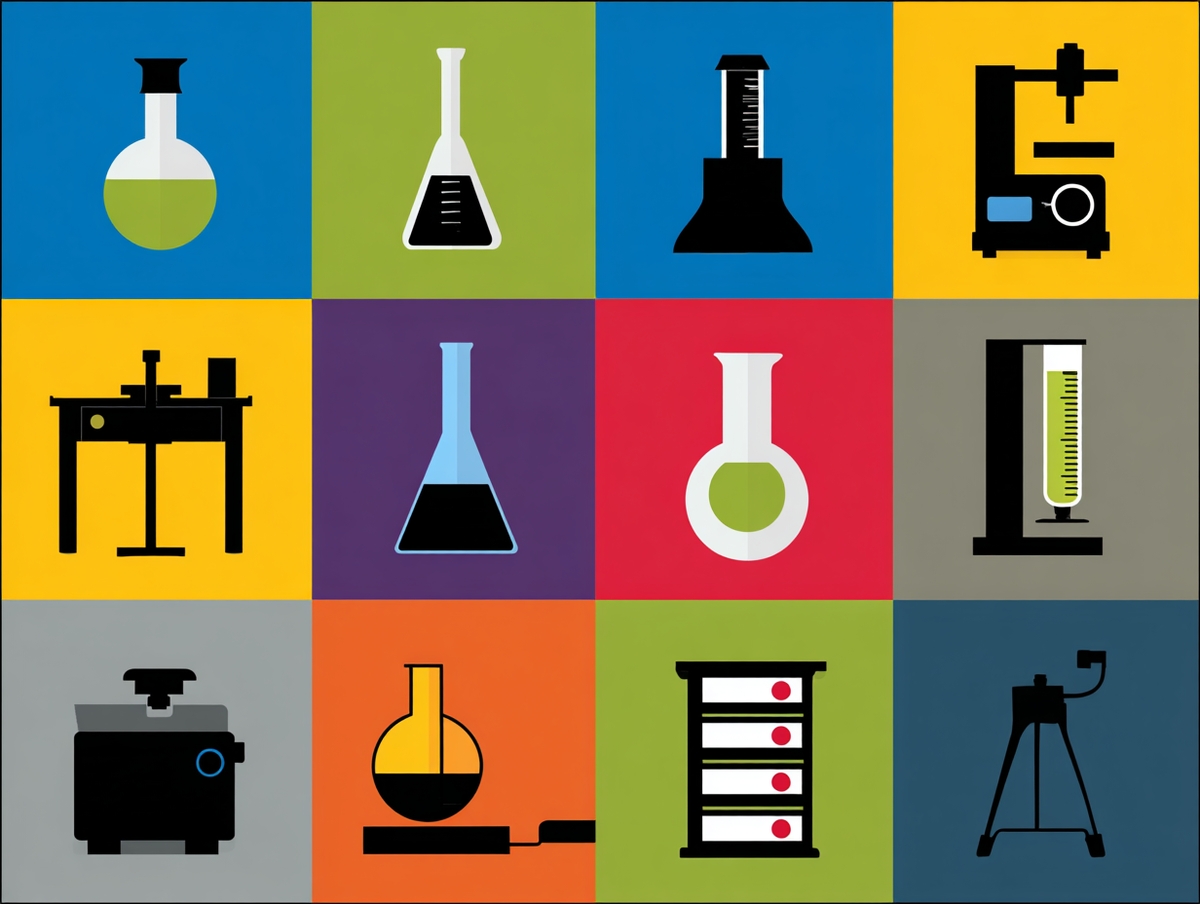 Categories of lab measuring equipment illustrated